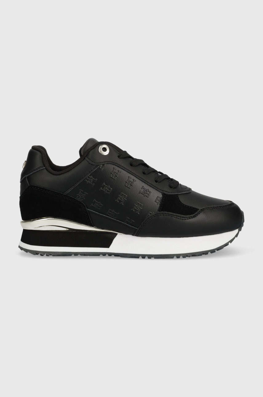 

Маратонки Tommy Hilfiger Metallic Monogram Emboss Sneaker в черно, Черен