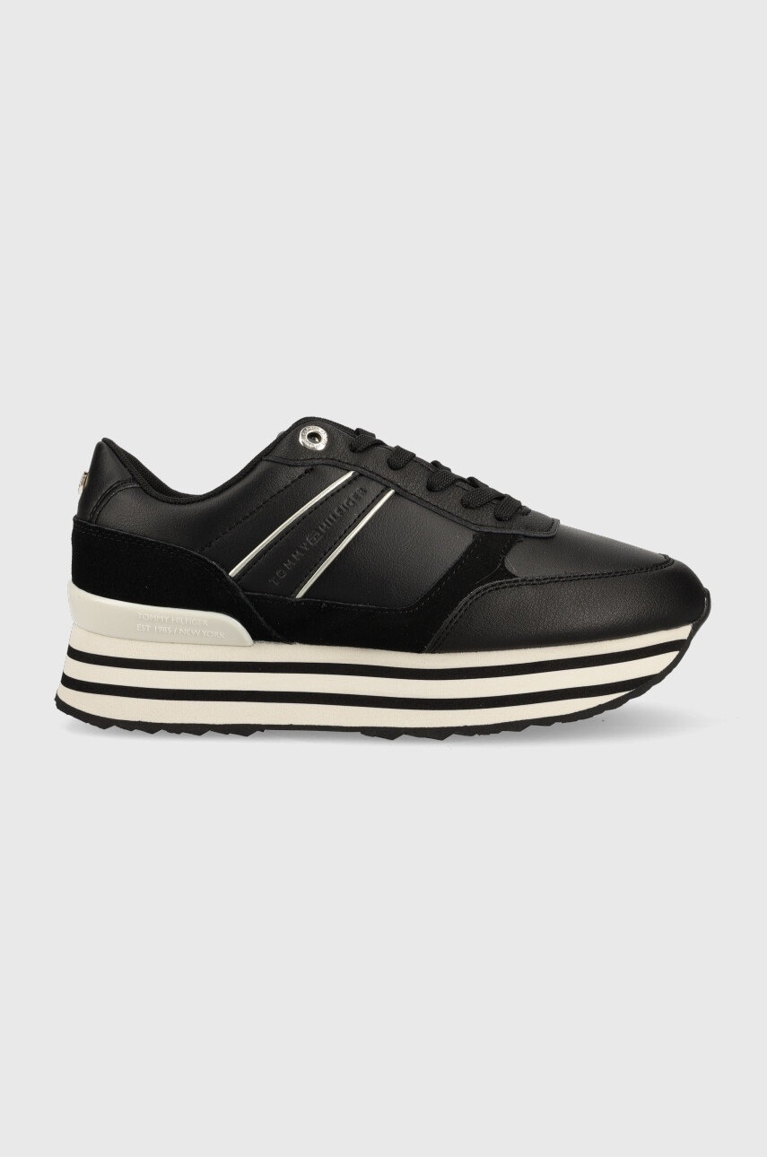 

Маратонки Tommy Hilfiger Platform Stripes Trainer в черно, Черен