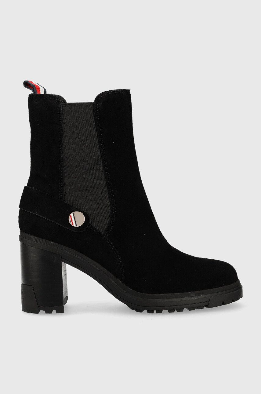 Nízké kozačky Tommy Hilfiger Outdoor High Heel Boot dámské, černá barva, na podpatku - černá - 