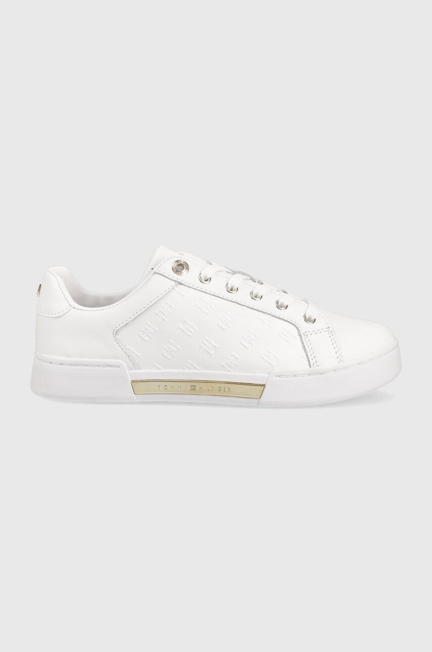 

Кожени маратонки Tommy Hilfiger Embossed Monogram Sneaker в бяло, Бял