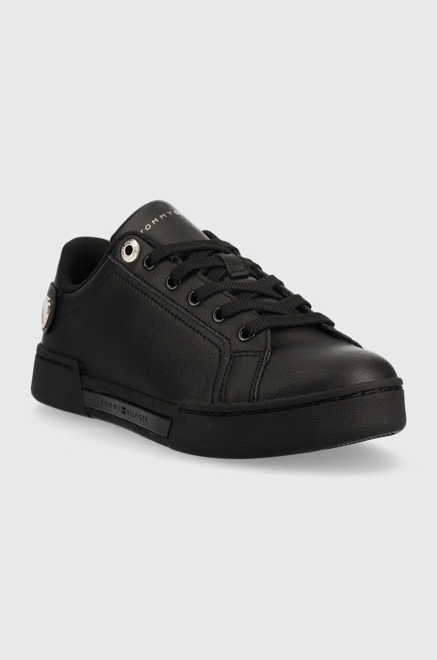 

Шкіряні кросівки Tommy Hilfiger Button Detail Court Sneaker колір чорний