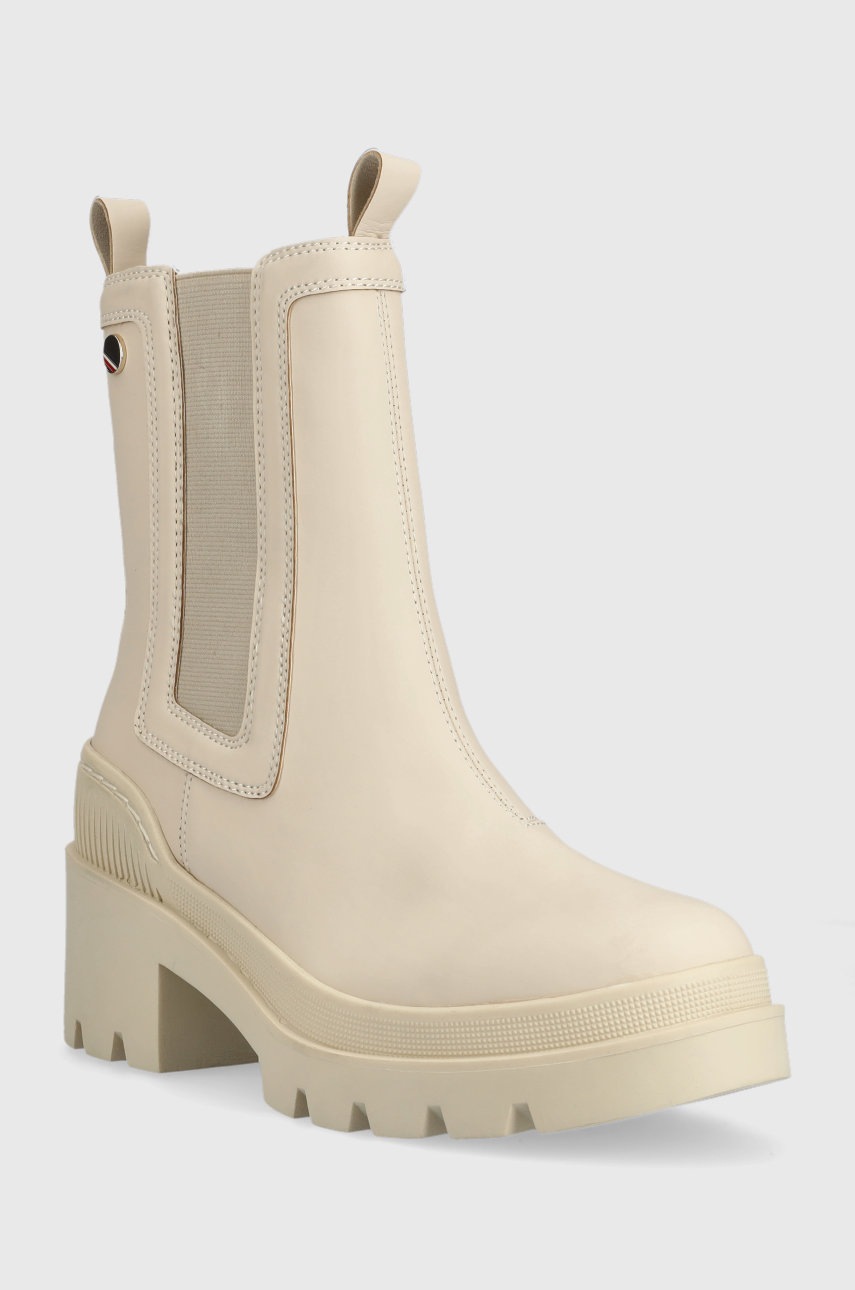

Черевики Tommy Hilfiger Heeled Chelsey Boot Bio жіночі колір бежевий на плоскому ходу