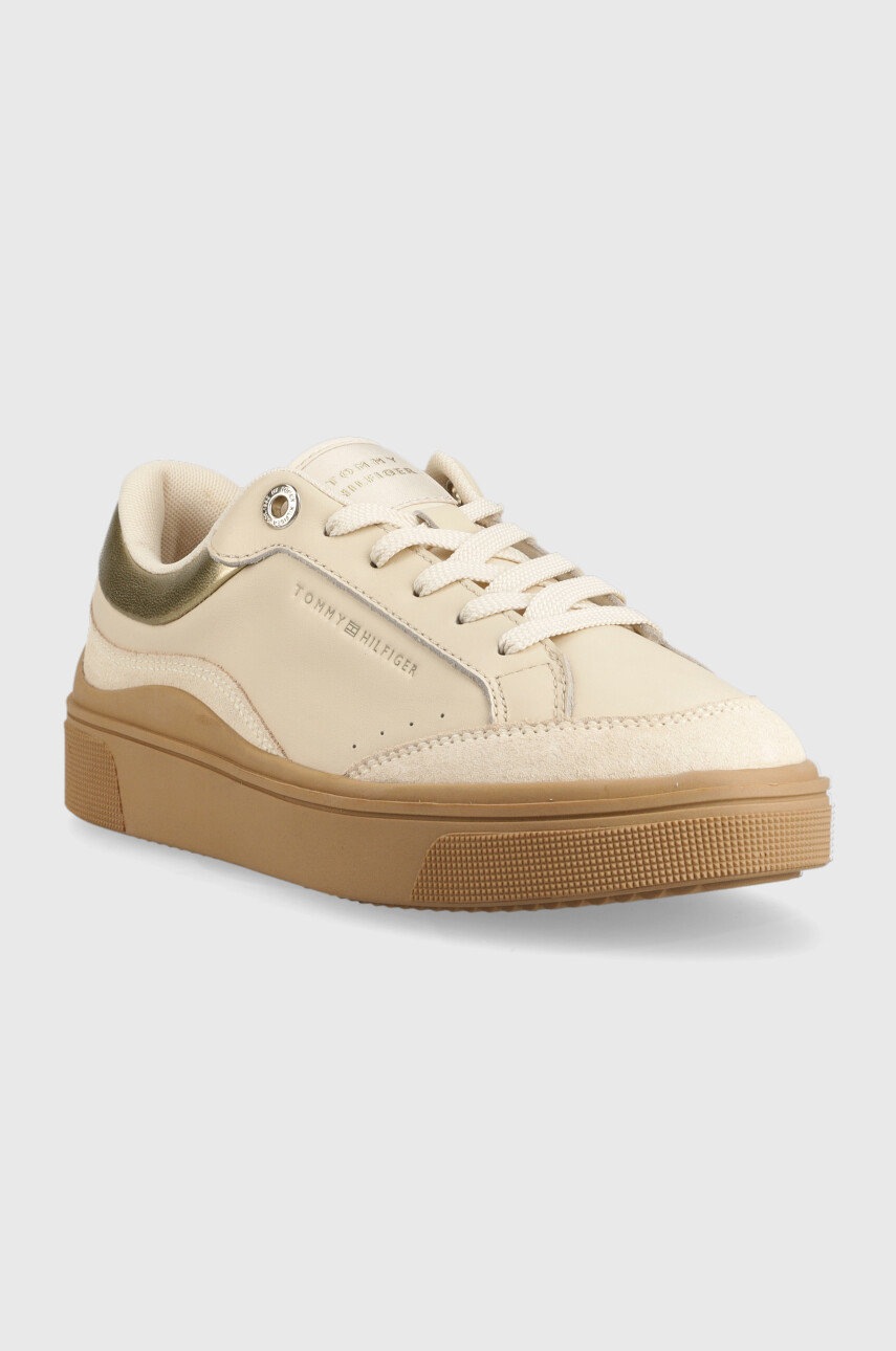 

Кроссовки Tommy Hilfiger Leather Court Sneaker цвет бежевый