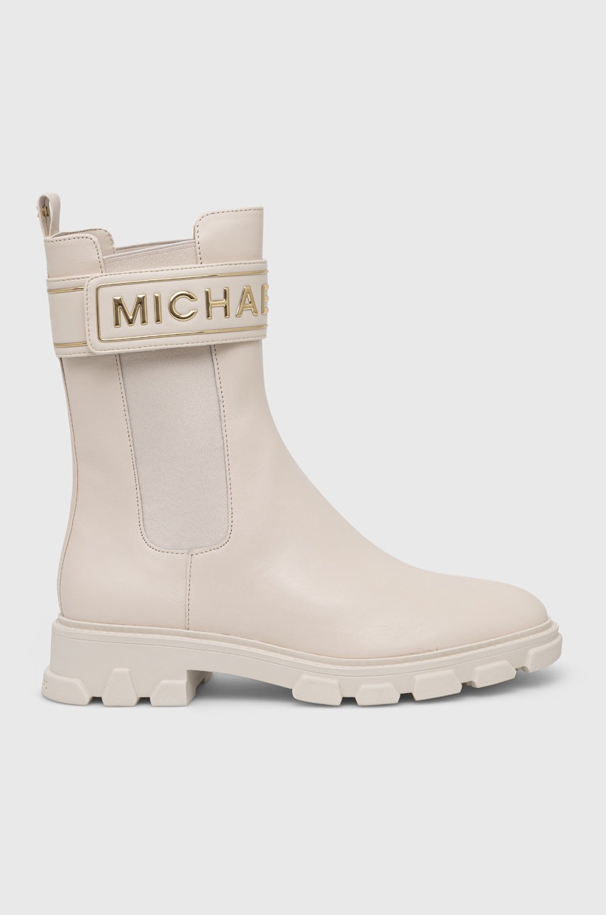 

Кожени боти MICHAEL Michael Kors Ridley в бежово с равна подметка, Бежов