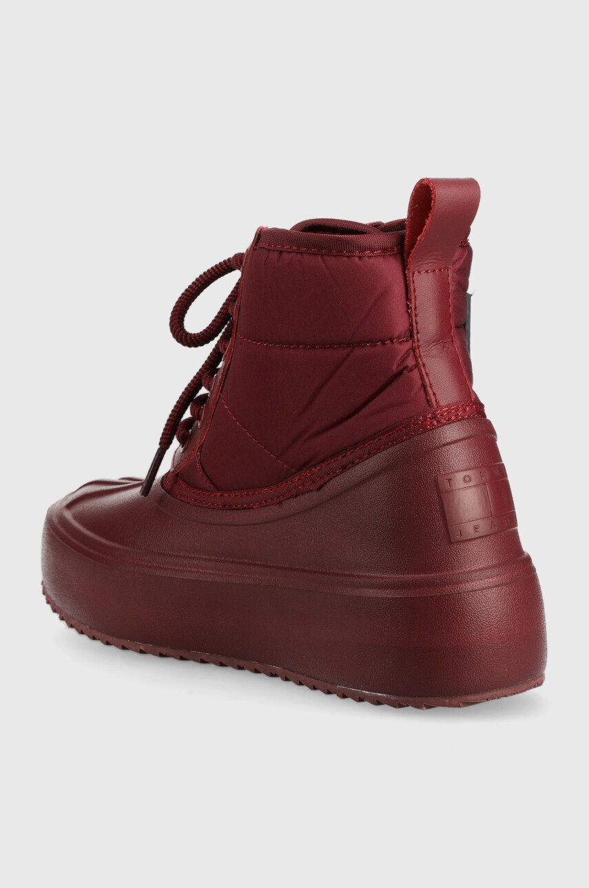 Tommy Jeans Botine Tommy Jeans Fashion Boot Femei, Culoarea Bordo, Cu Platforma, Izolare Usoara