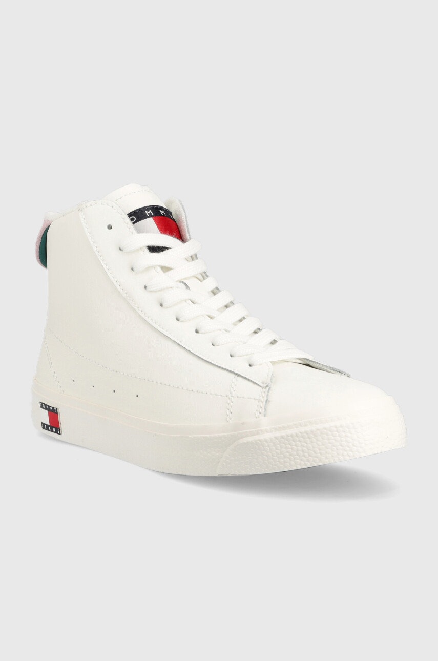 

Шкіряні кросівки Tommy Jeans Tommy Jeans Varisty Mid Wmns колір білий