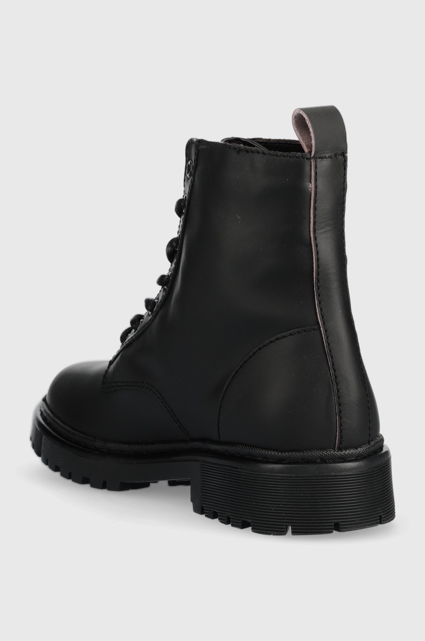 Tommy Jeans bokacsizma Tommy Jeans Lace Up Flat Boot fekete, női, lapos talpú termék 2. képe