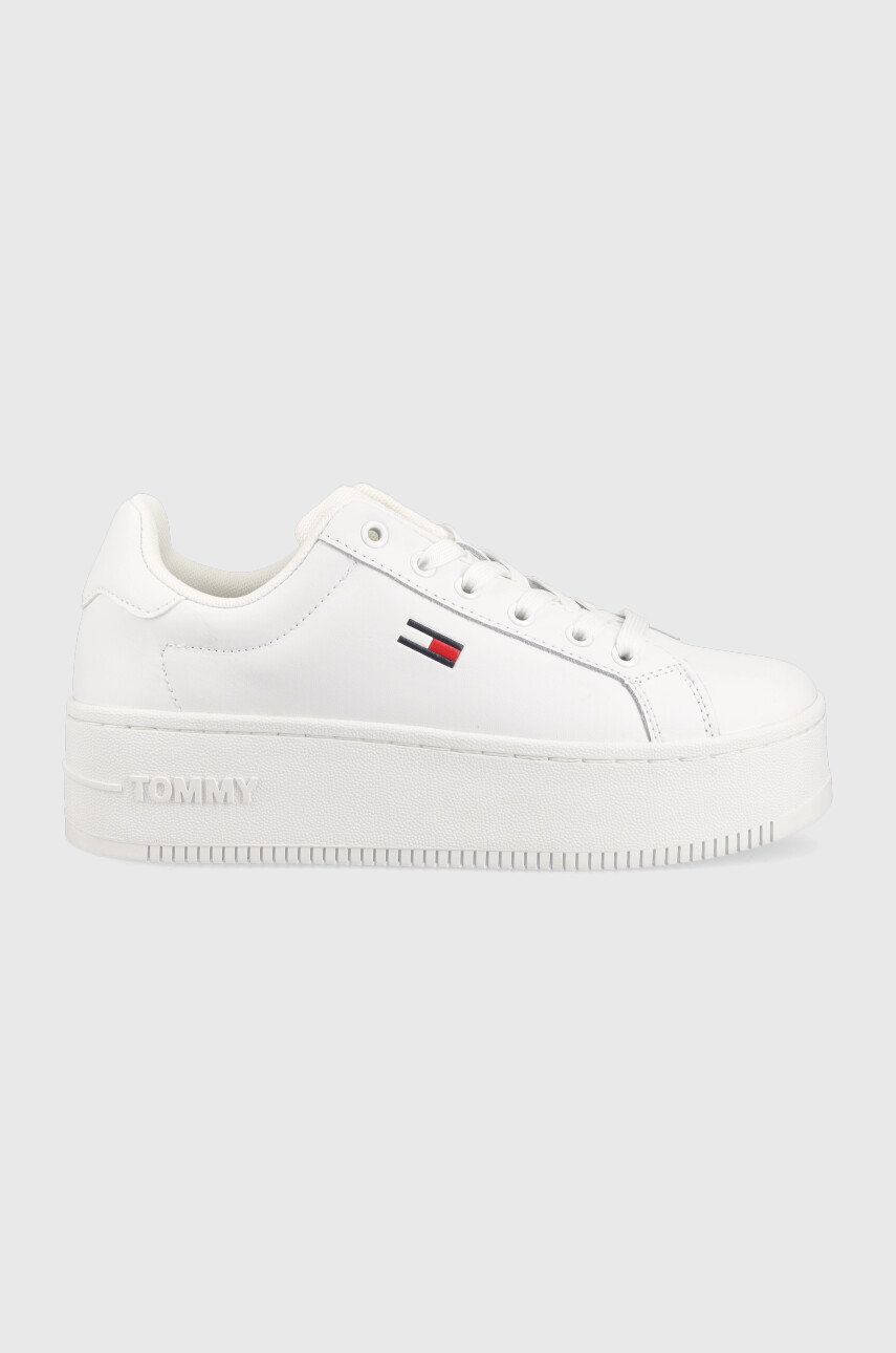 Tommy Jeans sneakers din piele Tommy Jeans Flatform Ess culoarea alb alb imagine noua 2022