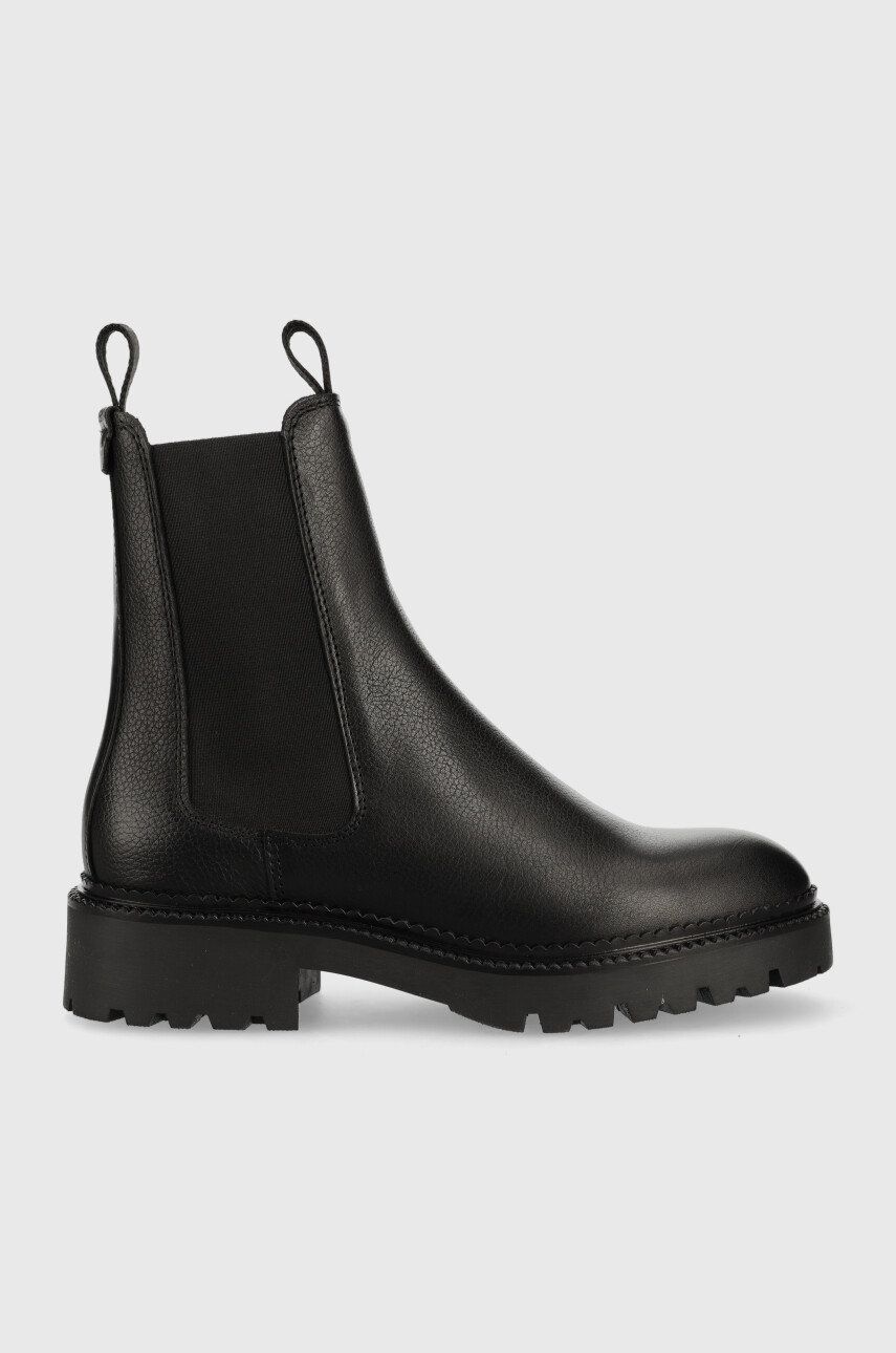 Levně Kožené kotníkové boty Gant Kelliin dámské, černá barva, na plochém podpatku
