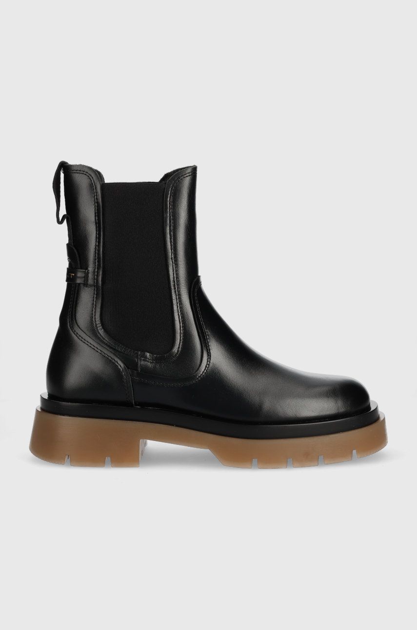 Kožené kotníkové boty Gant Meghany dámské, černá barva, na platformě - černá -  Svršek: Textiln