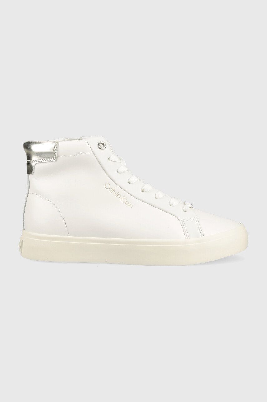 Kožené sneakers boty Calvin Klein Vulc High Top bílá barva - bílá -  Svršek: Přírodní kůže