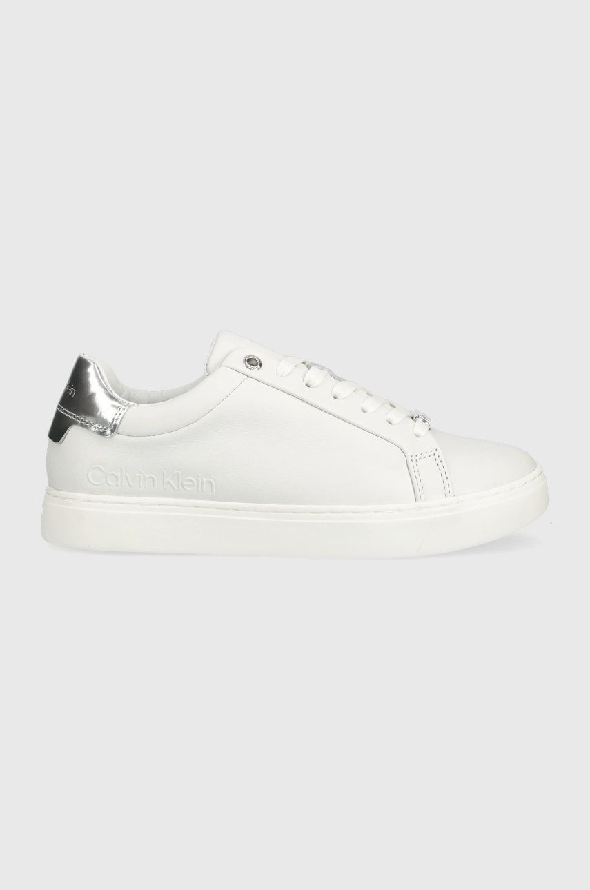 Calvin Klein sneakersy skórzane Cupsole Lace Up kolor biały