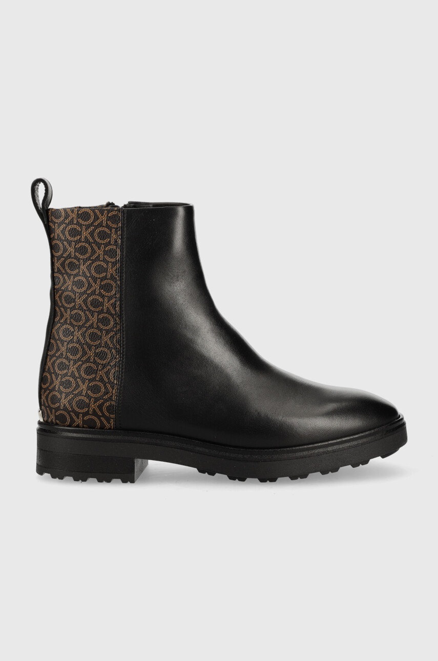 

Боти Calvin Klein Cleat Ankle Boot в черно с равна подметка, Черен