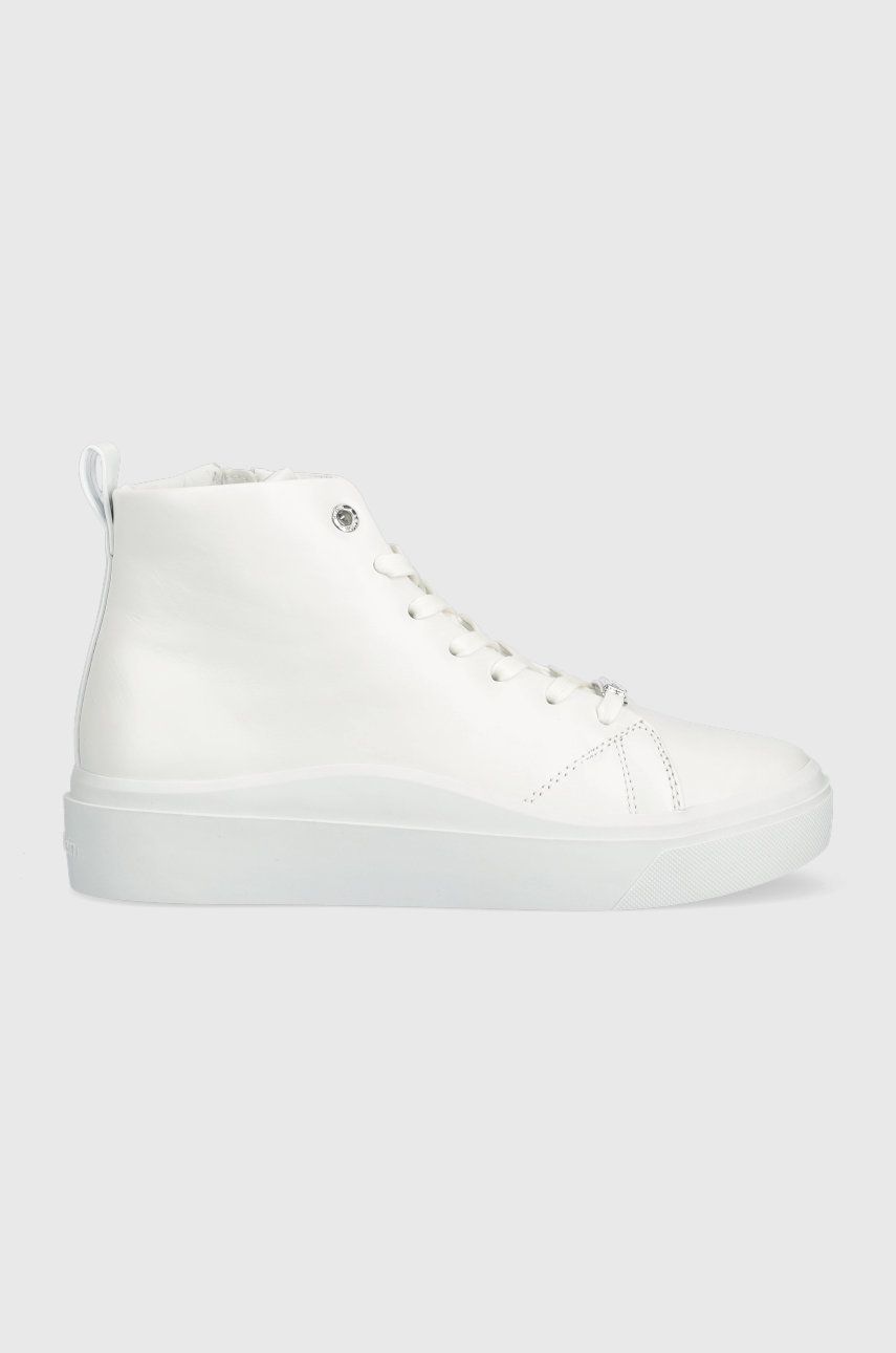 Calvin Klein sneakersy skórzane Cupsole Wave High Top kolor biały