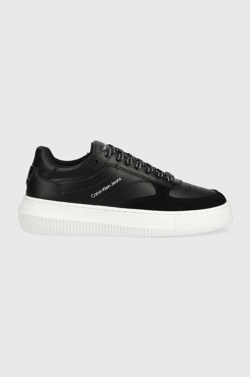 

Кожени маратонки Calvin Klein Jeans Chunky Cupsole Gel Backtab в черно, Черен