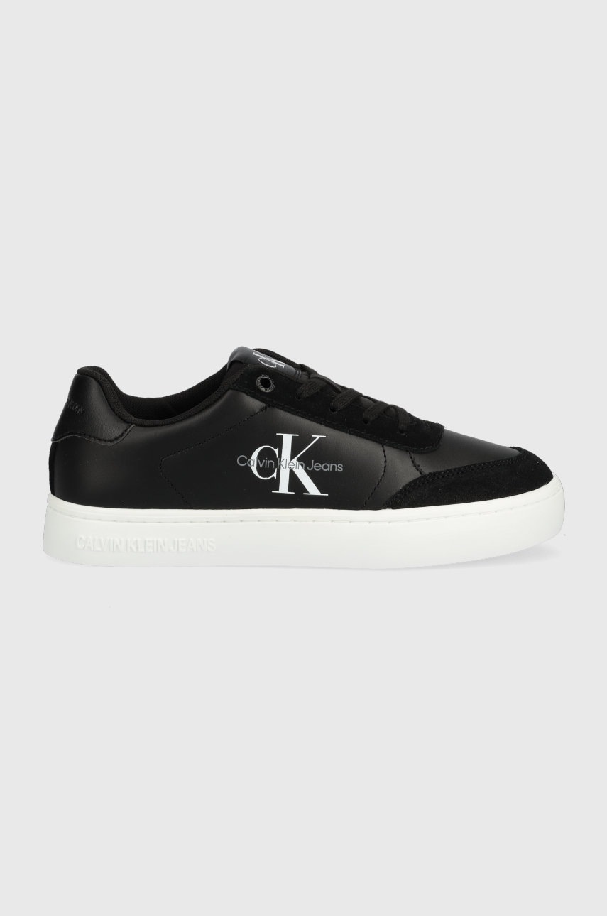 

Кожени маратонки Calvin Klein Jeans Classic Cupsole Laceup в черно, Черен