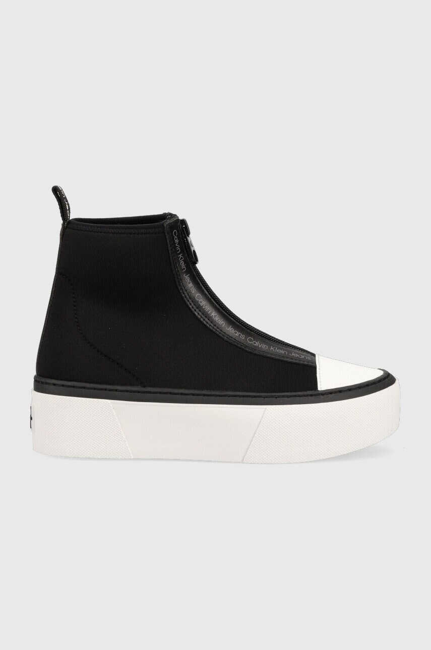 

Високи кецове Calvin Klein Jeans Cupsole Flatform Mid Zip в черно, Черен