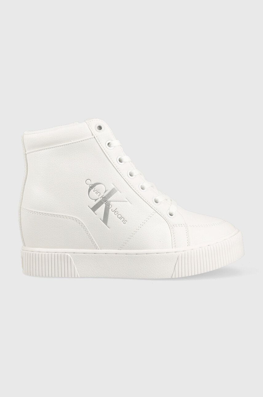 Sneakers boty Calvin Klein Jeans Hidden Wedge Cupsole Laceup , bílá barva - bílá -  Svršek: Umě