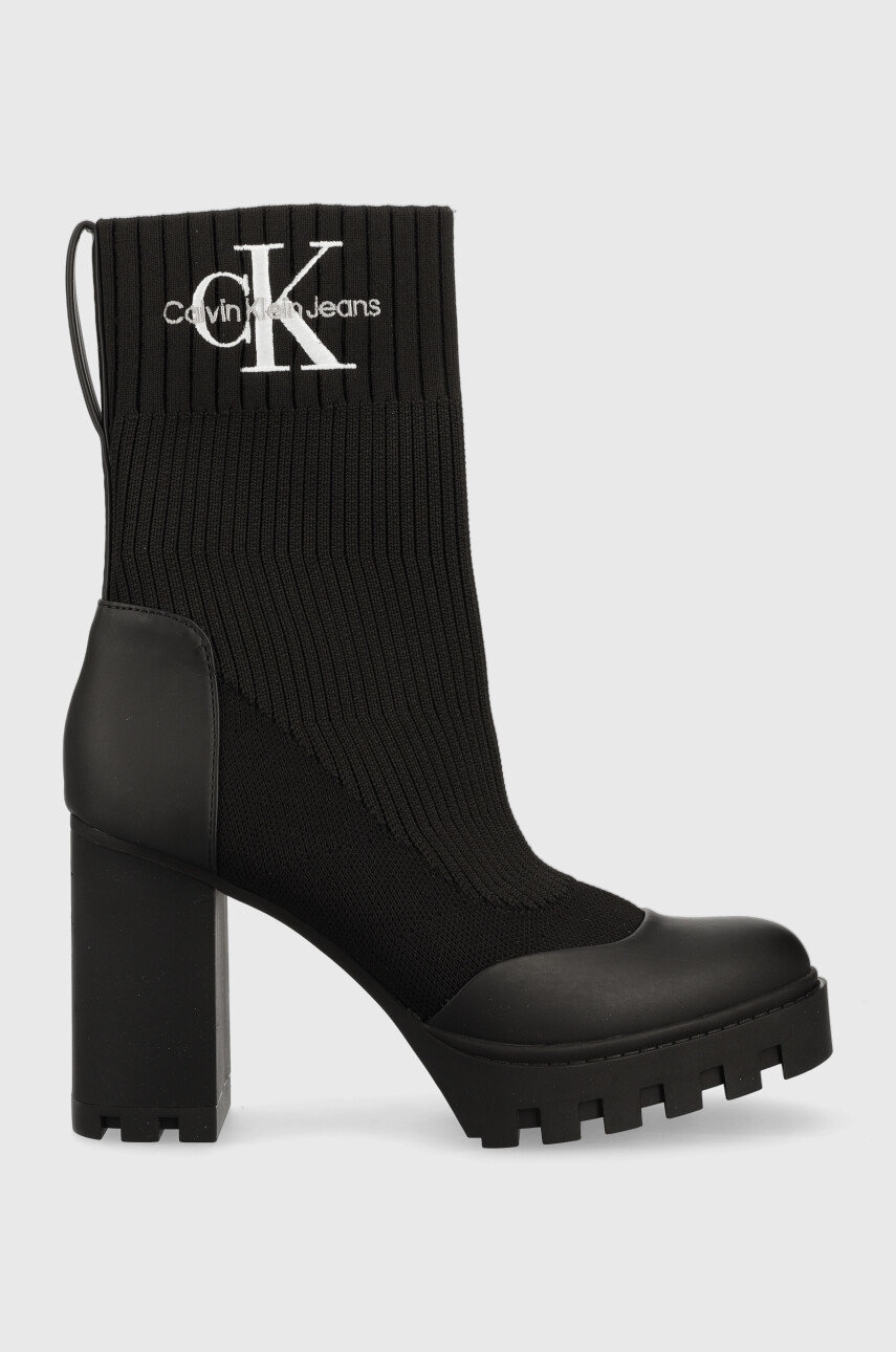 

Боти Calvin Klein Jeans Platform Boot Sock в черно с висок ток, Черен