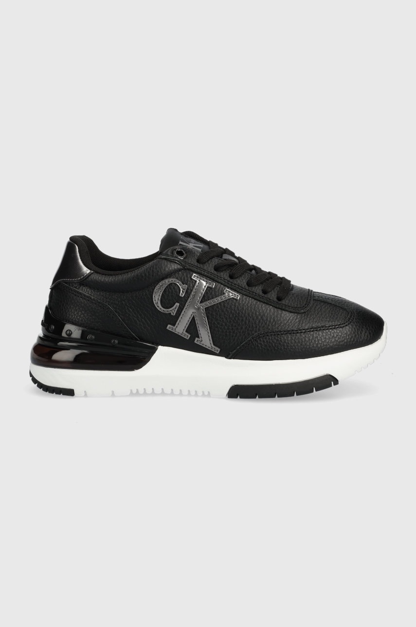 

Кожени маратонки Calvin Klein Jeans Sporty Runner Comfair Laceup в черно, Черен