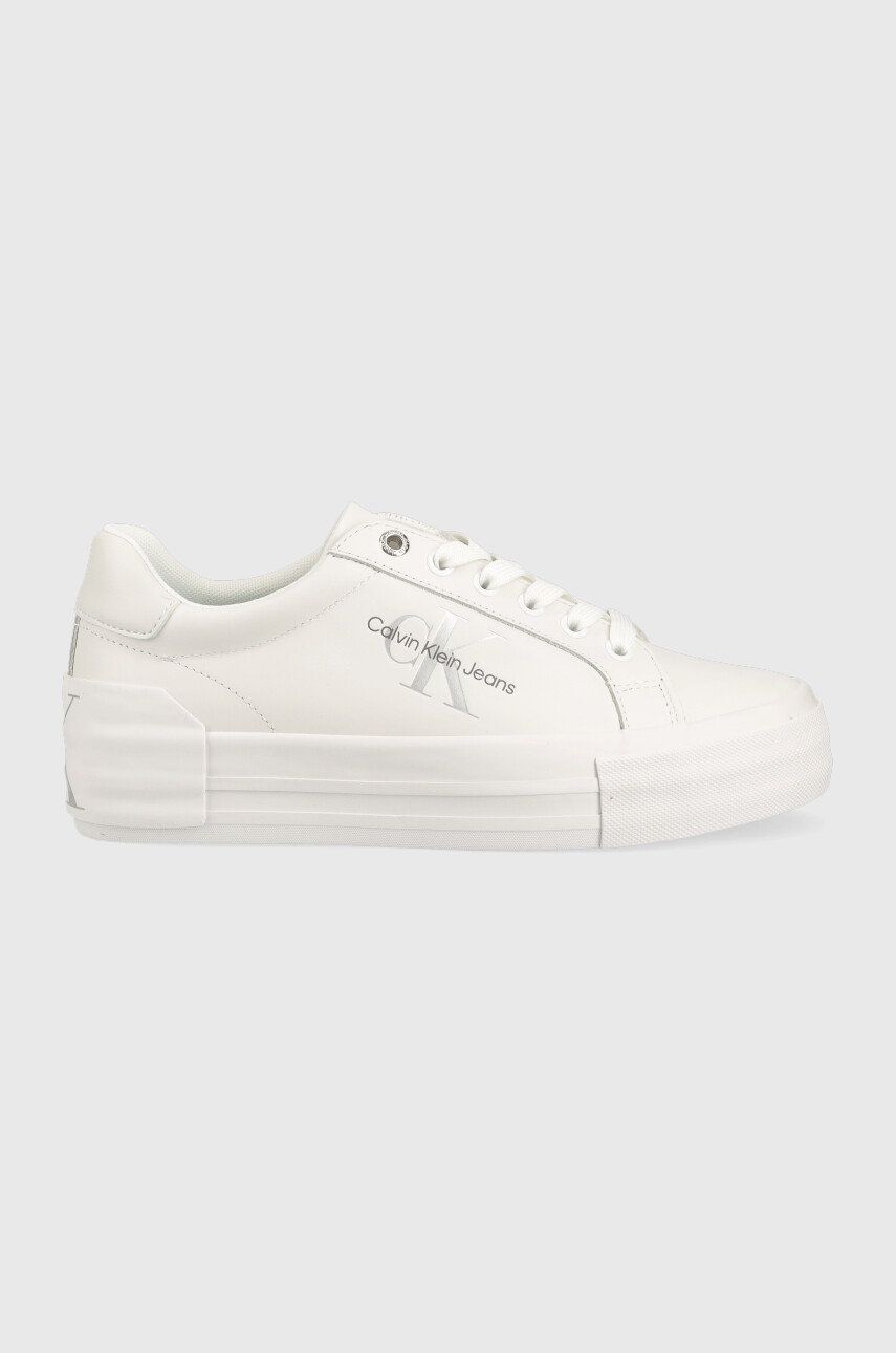 Calvin Klein Jeans sneakersy skórzane Vulc Flatform Bold Lth kolor biały