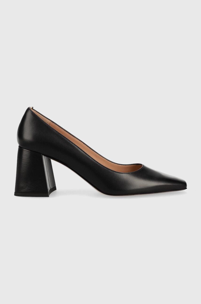 

Кожени обувки с дебел ток BOSS Charlotte Pump в черно с висок ток, Черен