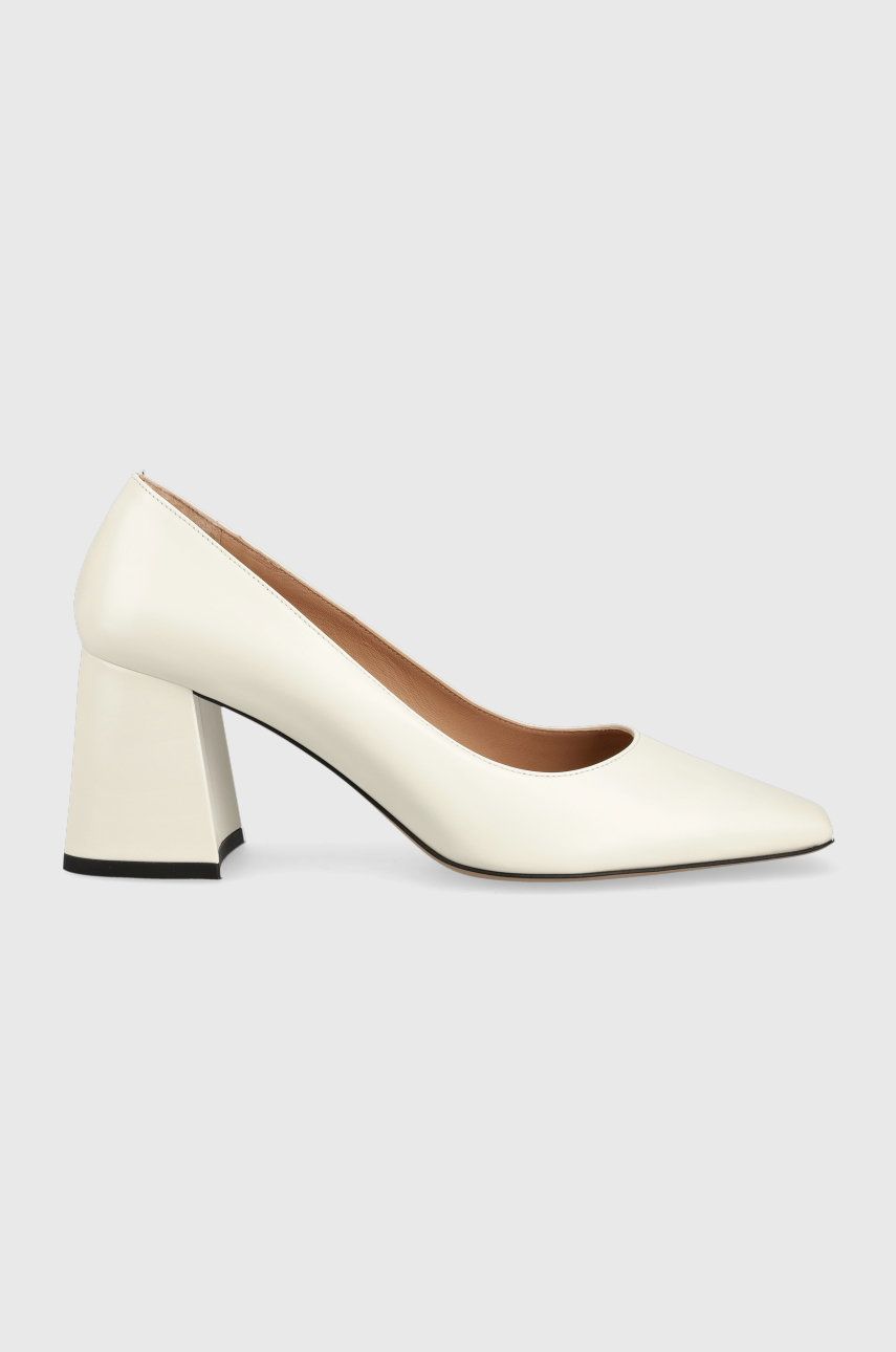 BOSS pantofi de piele Charlotte Pump culoarea alb, cu toc drept alb imagine promotii 2022