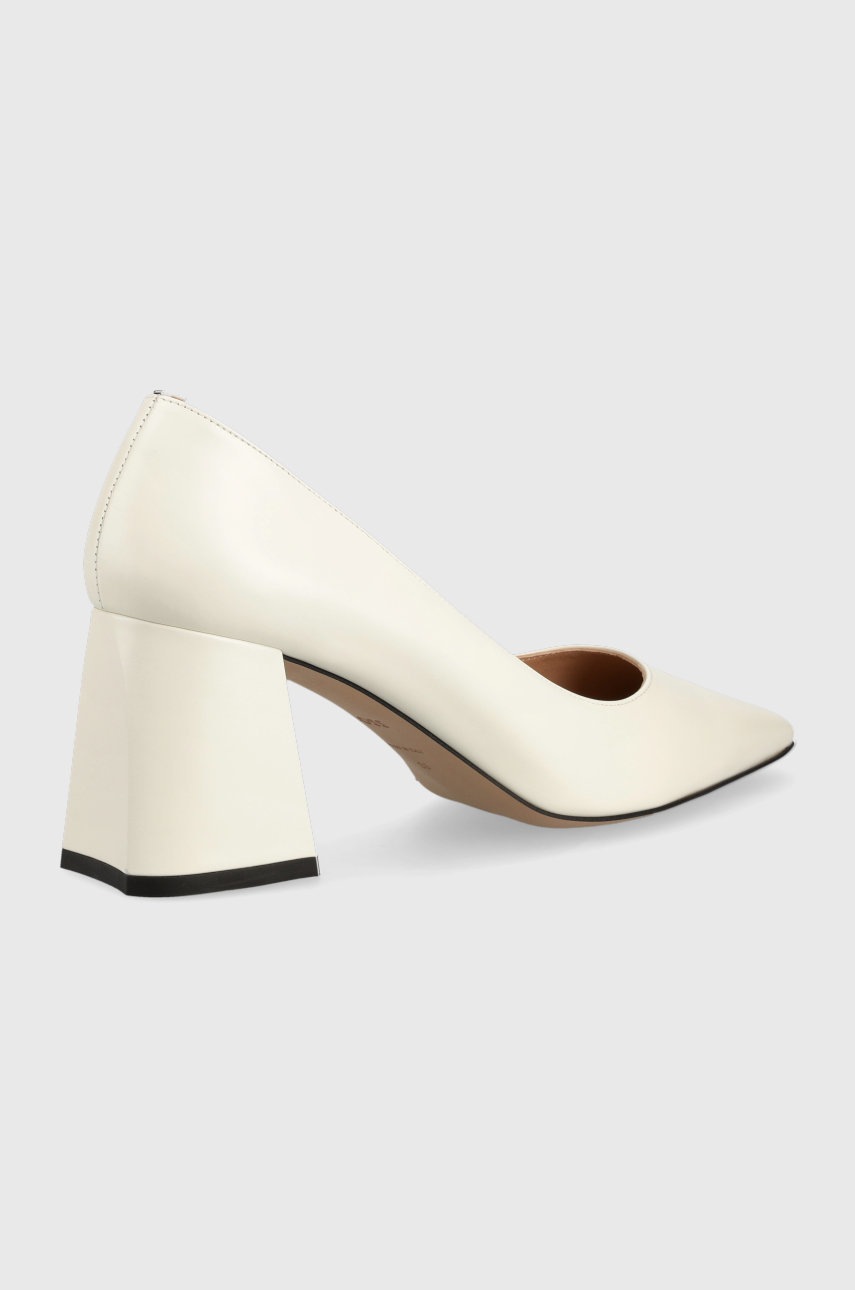 

Кожаные туфли BOSS Charlotte Pump цвет белый каблук кирпичик