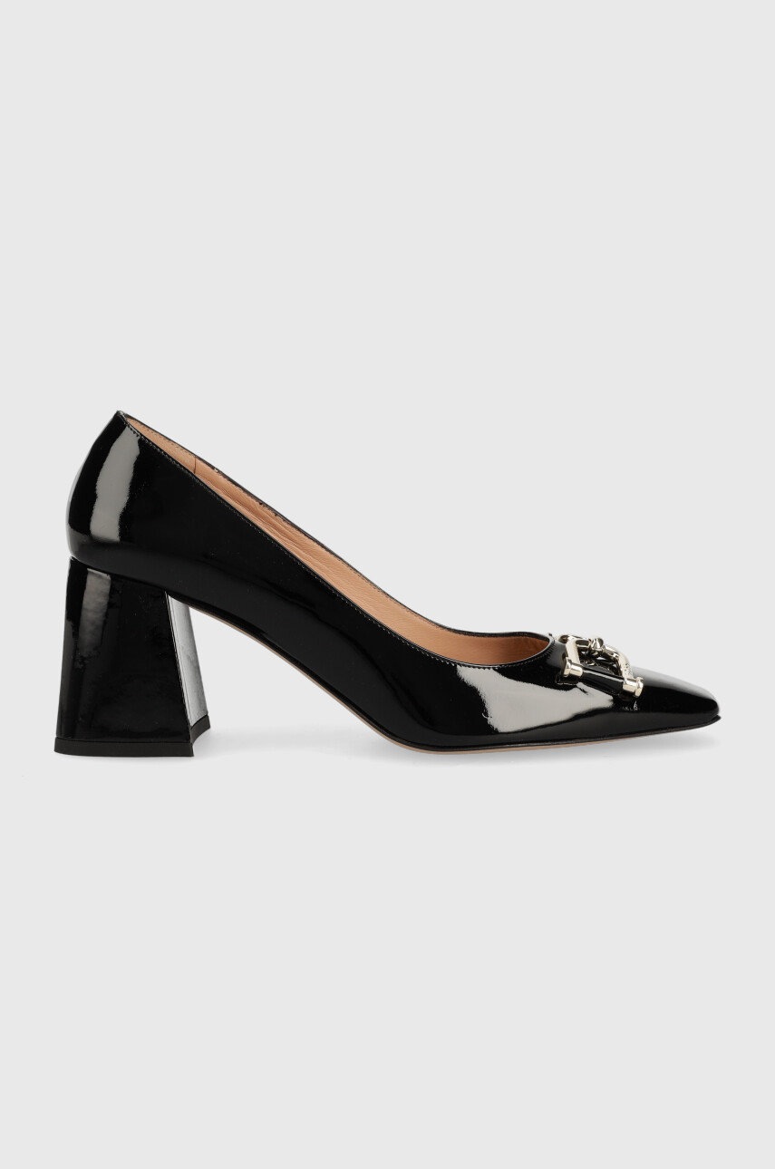

Кожени обувки с дебел ток BOSS Charlotte Pump в черно с висок ток, Черен