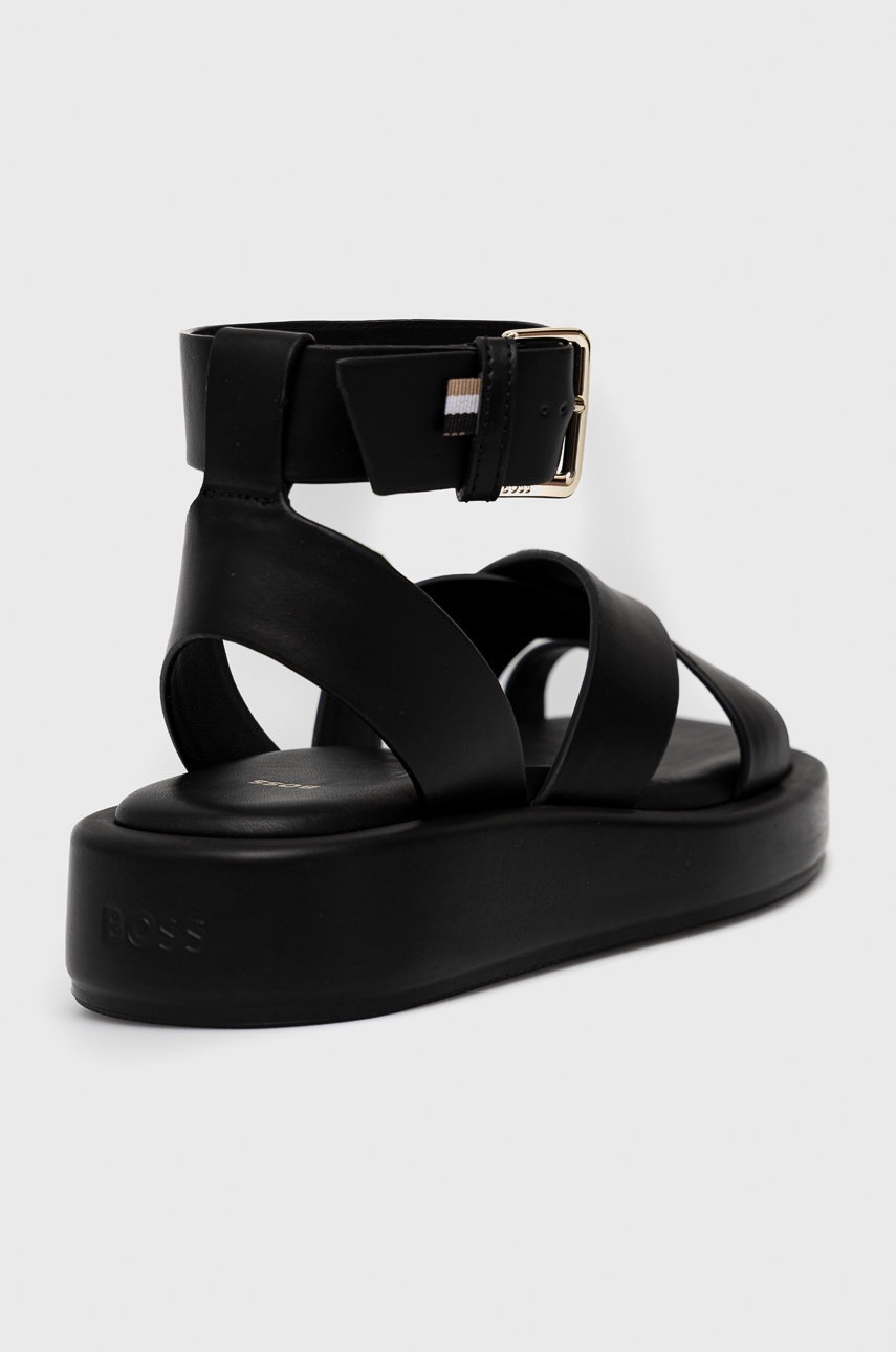 

Шкіряні сандалі BOSS Scarlet Sandal-c жіночі колір чорний на платформі