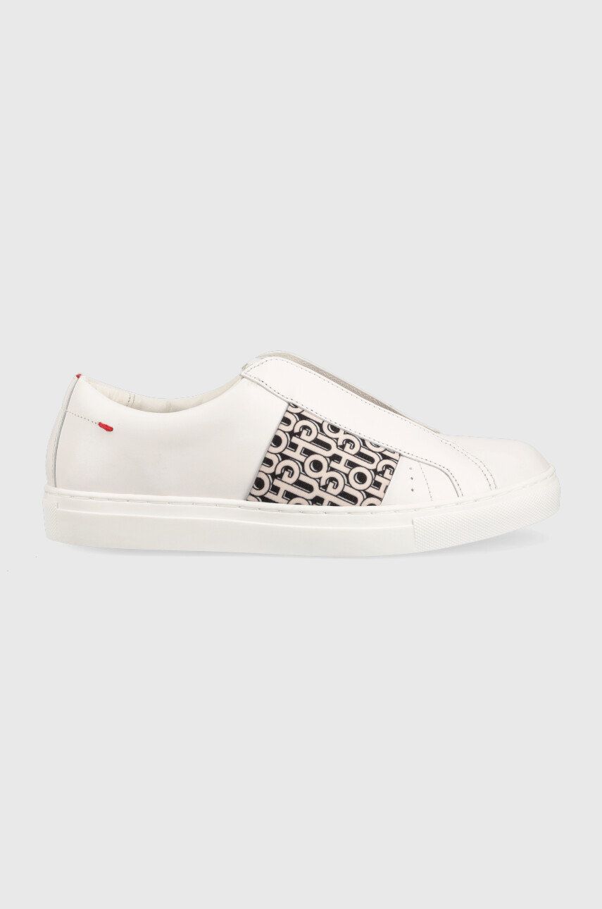 Kožené sneakers boty HUGO Futurism Lowcut bílá barva - bílá -  Svršek: Přírodní kůže Vnitř