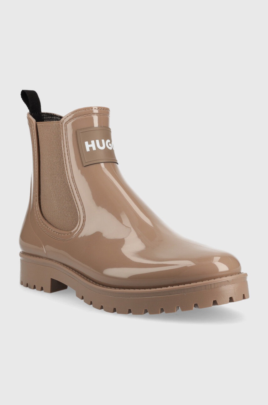 

Гумові чоботи HUGO Tabita Rain Bootie жіночі колір бежевий