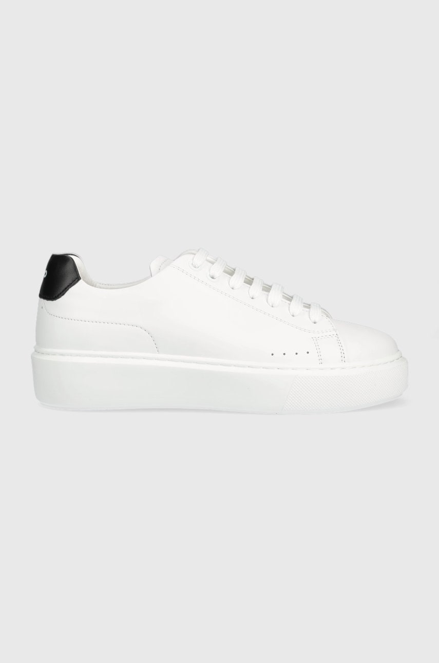 HUGO sneakersy skórzane Quiver Derb kolor biały