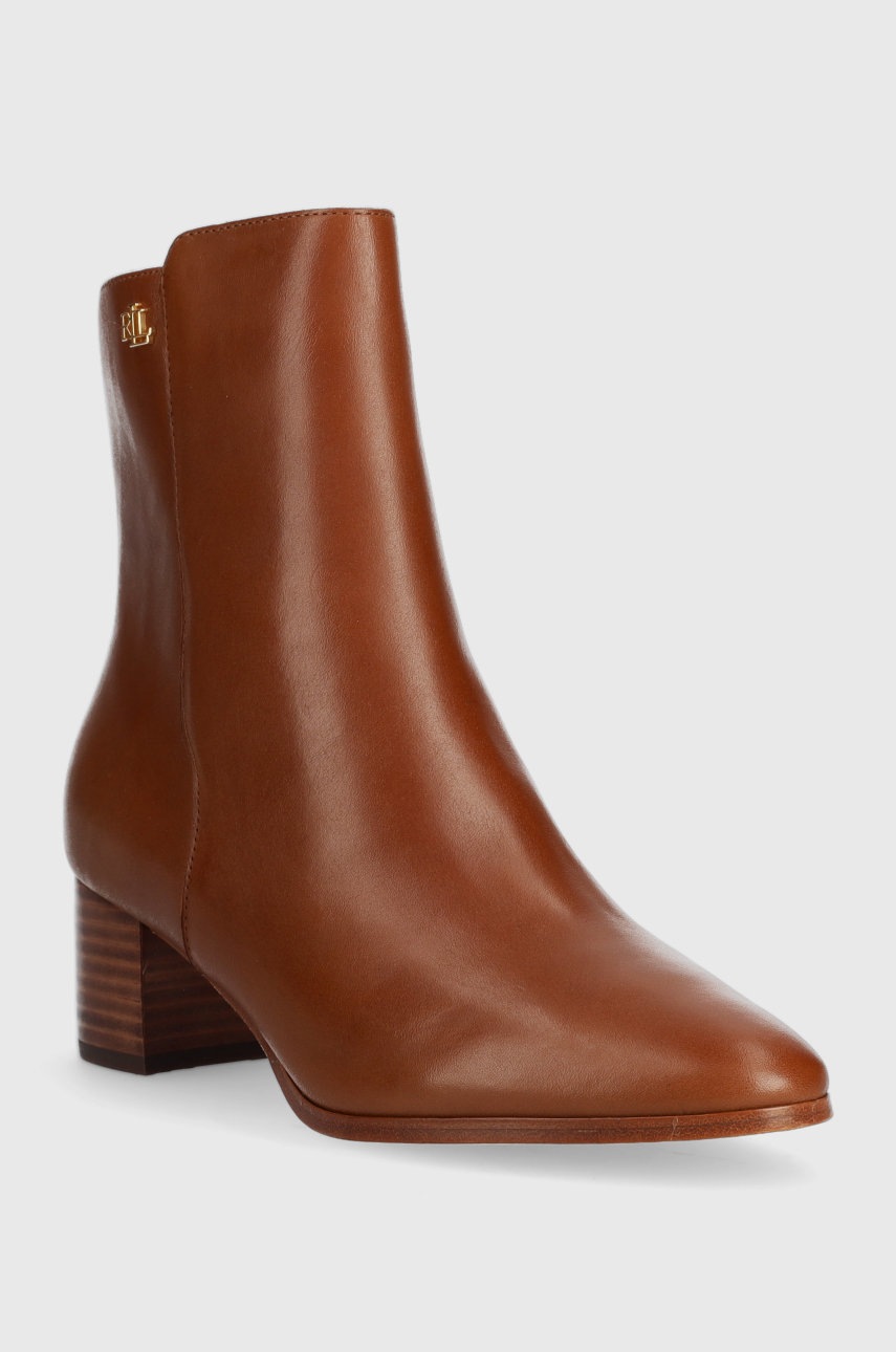 

Кожаные полусапожки Lauren Ralph Lauren Wendey женские цвет коричневый каблук кирпичик 802871302002