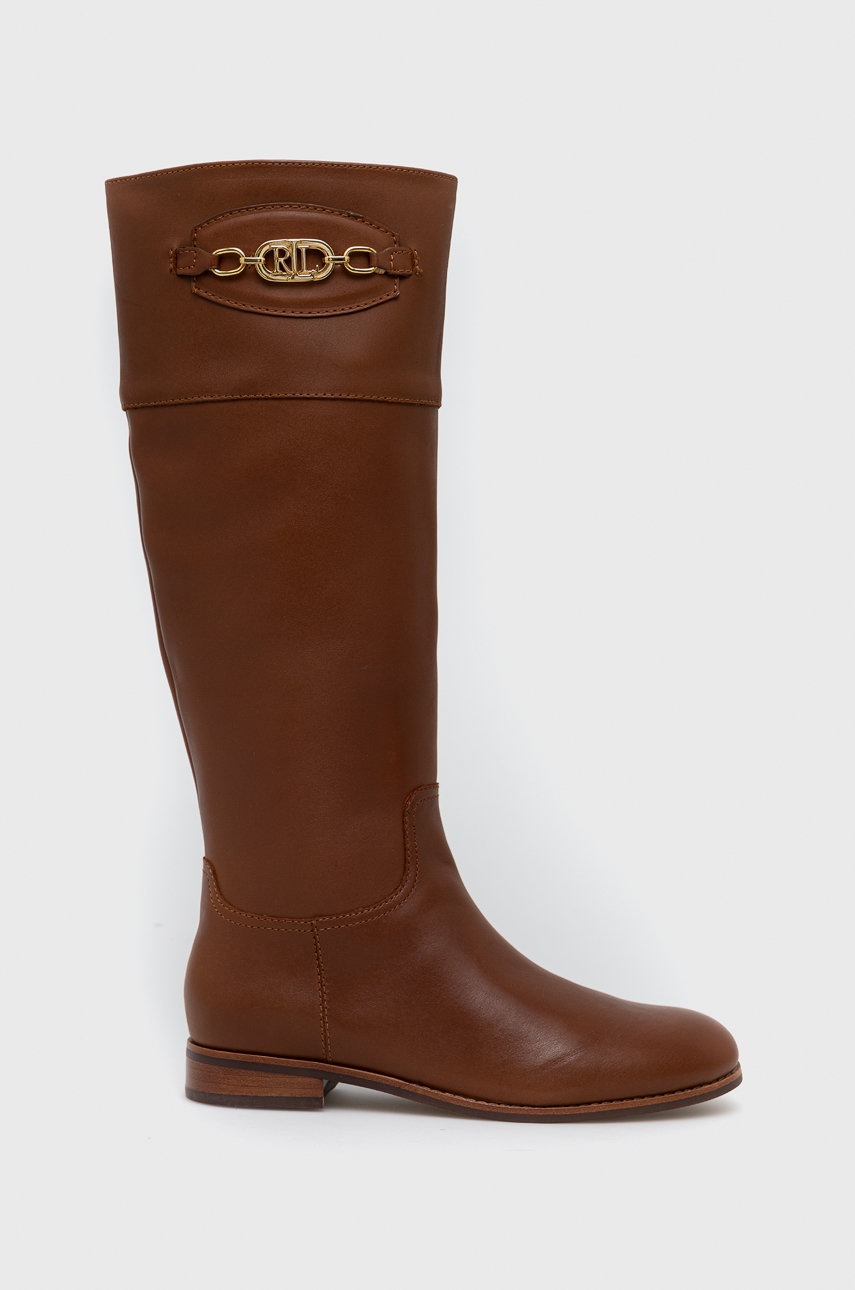 

Кожаные сапоги Lauren Ralph Lauren Breana женские цвет коричневый на плоском ходу 802871310001