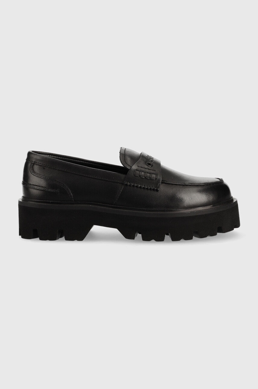 Blauer mocasini de piele elsie femei, culoarea negru, cu platforma