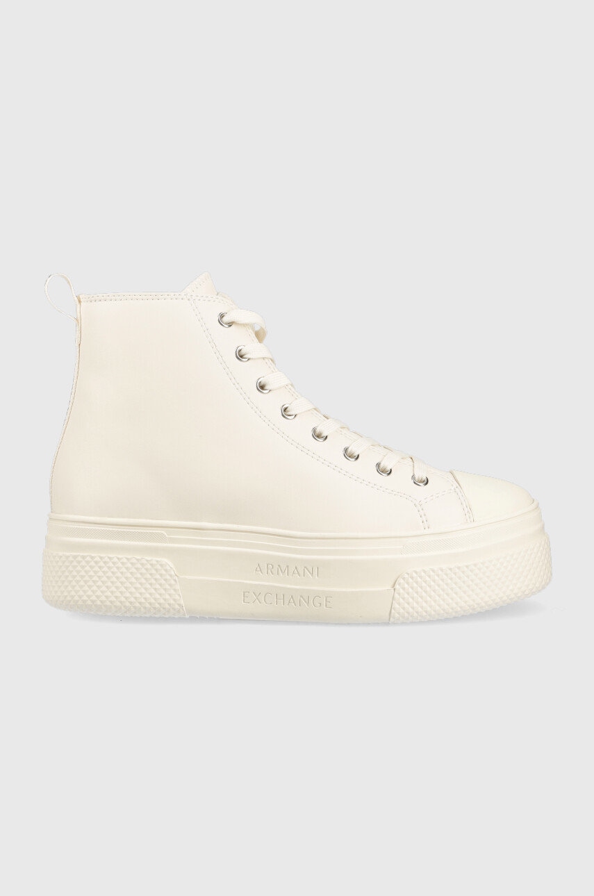 Armani Exchange Pantofi Sport Din Piele Femei, Culoarea Bej