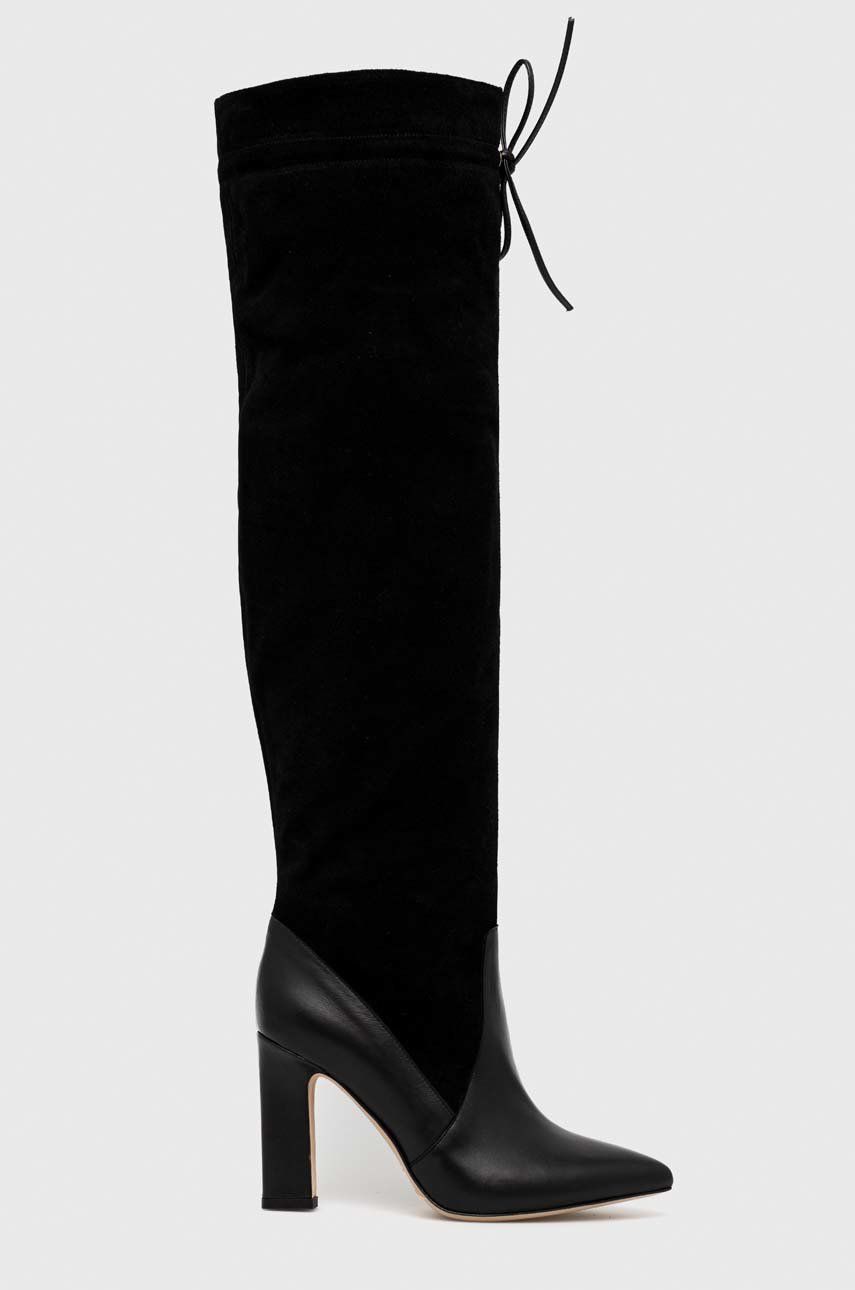 Marella cizme din piele intoarsa Festa femei, culoarea negru, cu toc drept