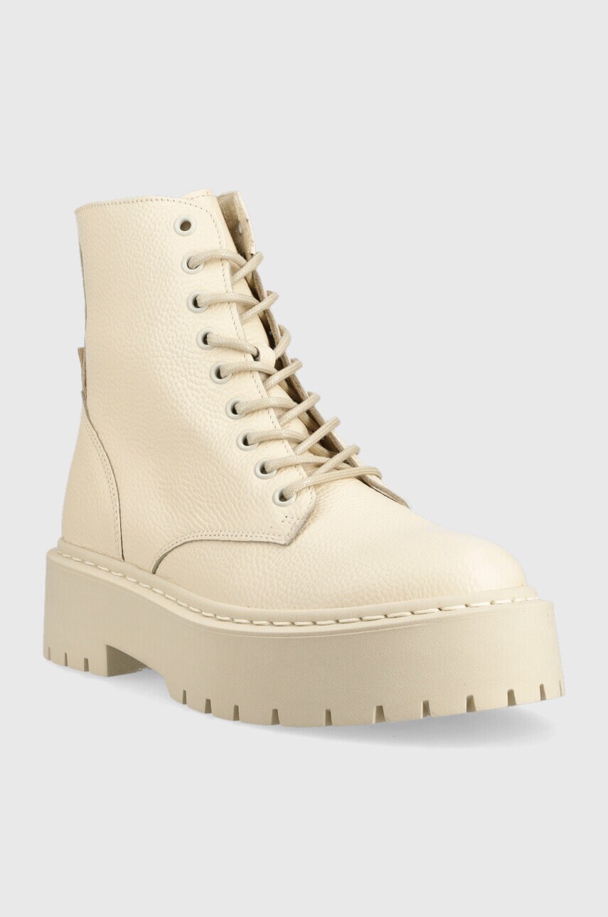 

Шкіряні черевики Steve Madden Skylar жіночі колір бежевий на платформі