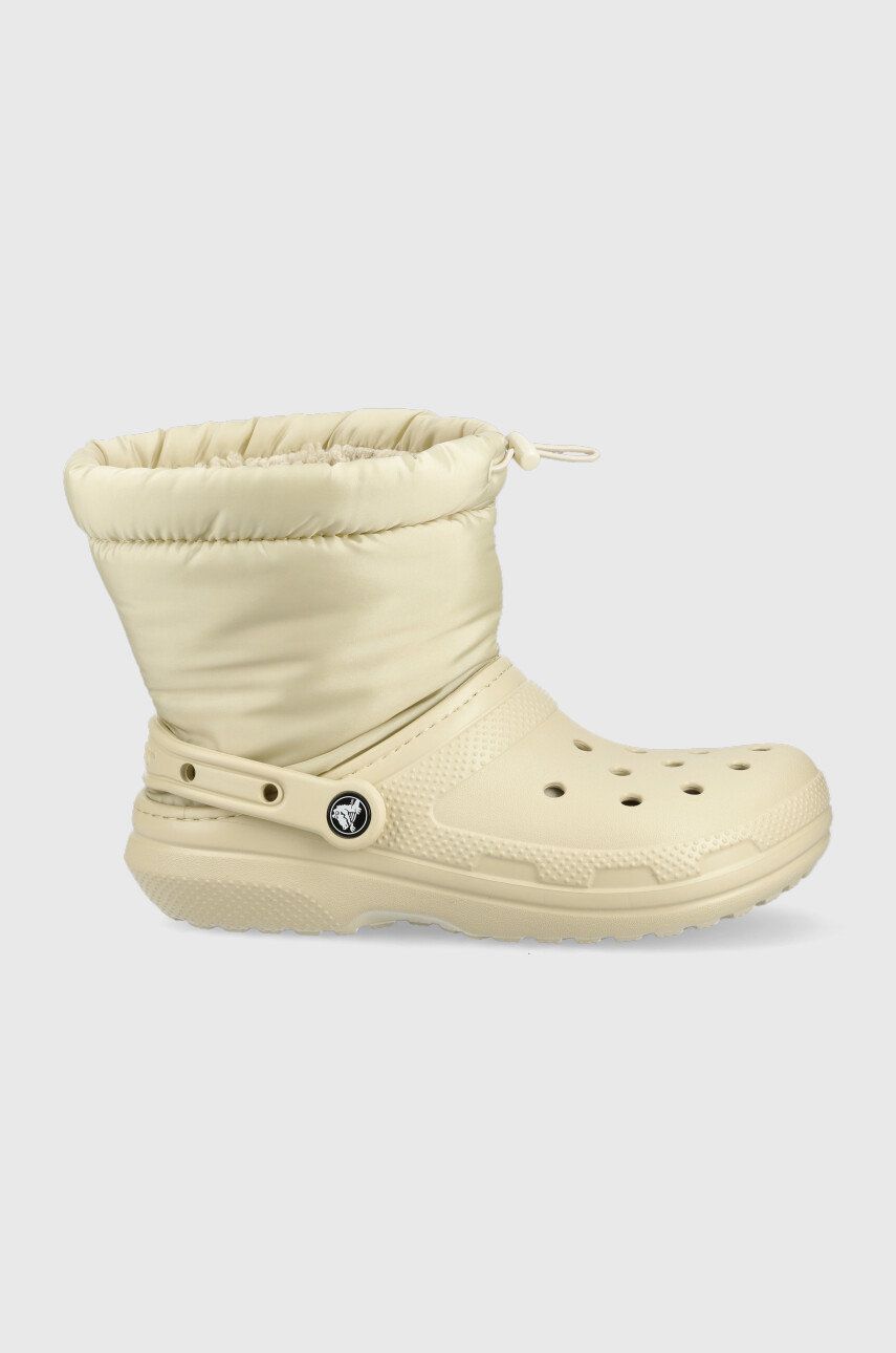 Crocs cizme de iarna Classic Lined Neo Puff Boot culoarea bej answear.ro imagine megaplaza.ro