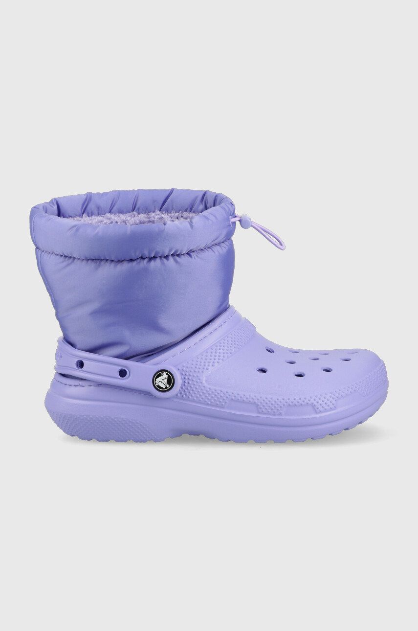 Crocs cizme de iarna Classic Lined Neo Puff Boot culoarea violet answear.ro