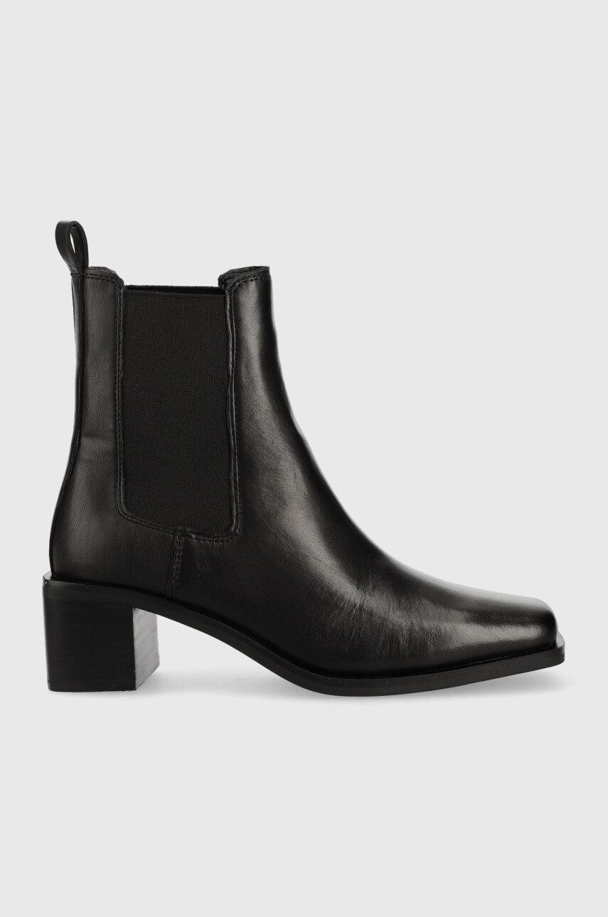 Kožené kotníkové boty Aldo Foal dámské, černá barva, na podpatku - černá -  Svršek: Umělá hmota