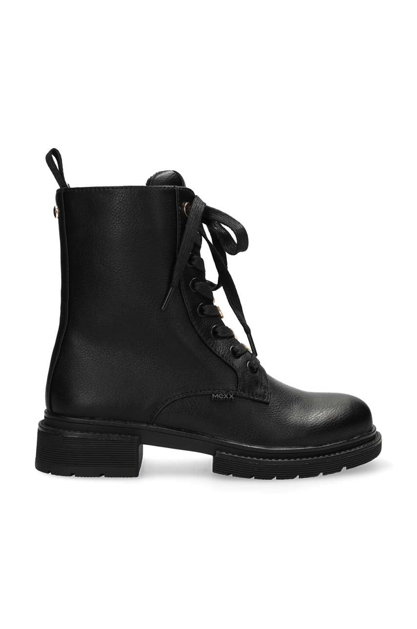 Mexx botine holea femei, culoarea negru, cu toc plat