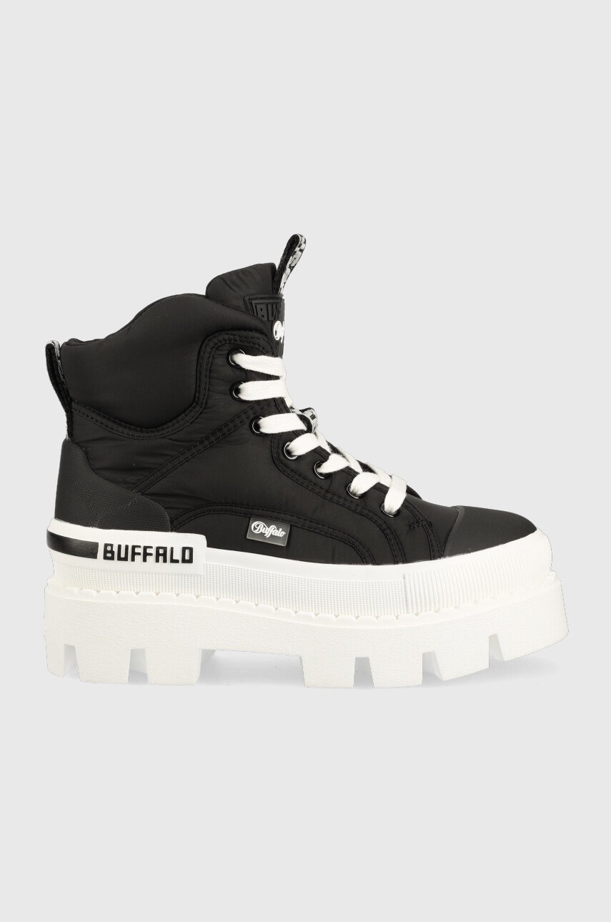 

Обувки Buffalo Raven Laceup Mid в черно с платформа, Черен
