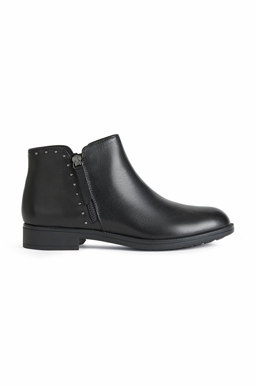 Geox cizme de piele jaylon 2 femei, culoarea negru, cu toc plat