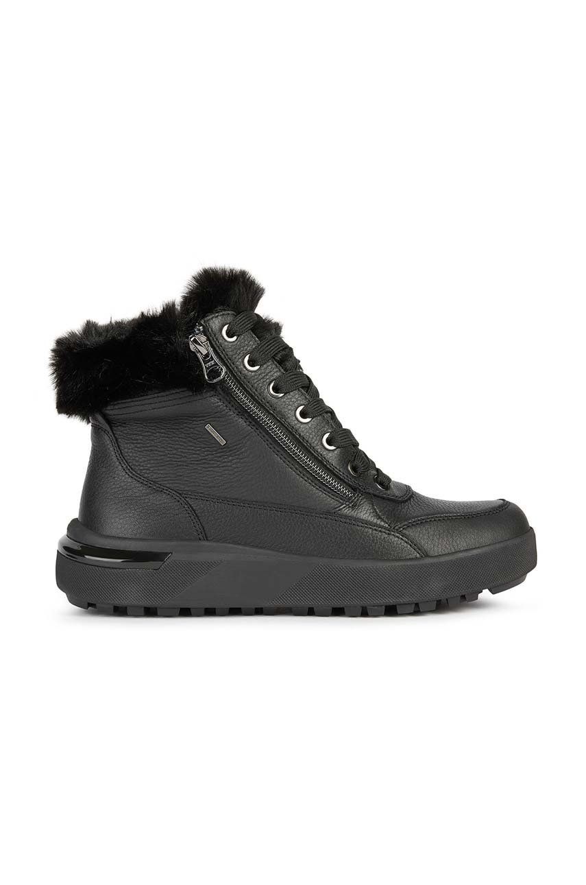 Dámské kožené boty Geox Dalyla B Abx dámské, černá barva, na plochém podpatku, zateplené - černá - 