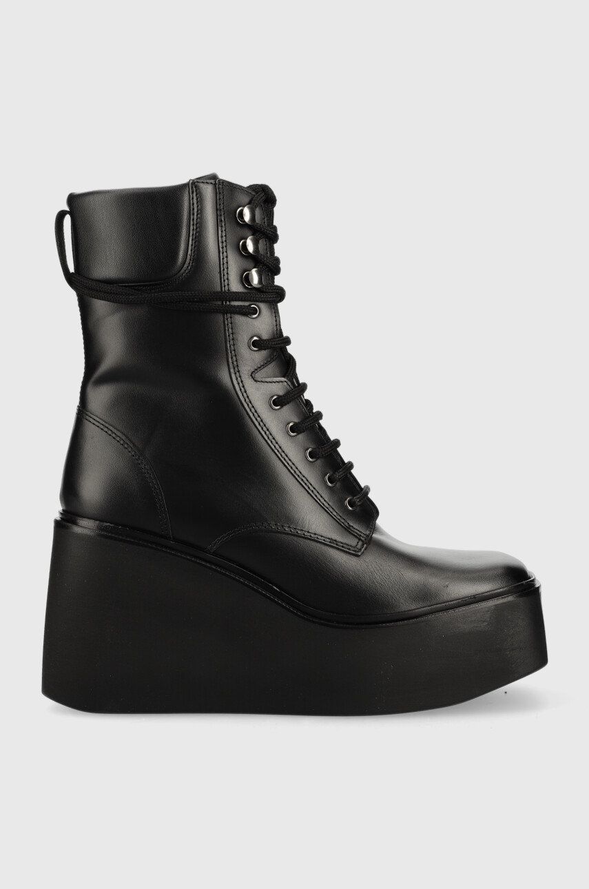 Kurt Geiger London cizme de piele Stately Lace Up Boot femei, culoarea negru, toc pana 2023 ❤️ Pret Super answear imagine noua 2022