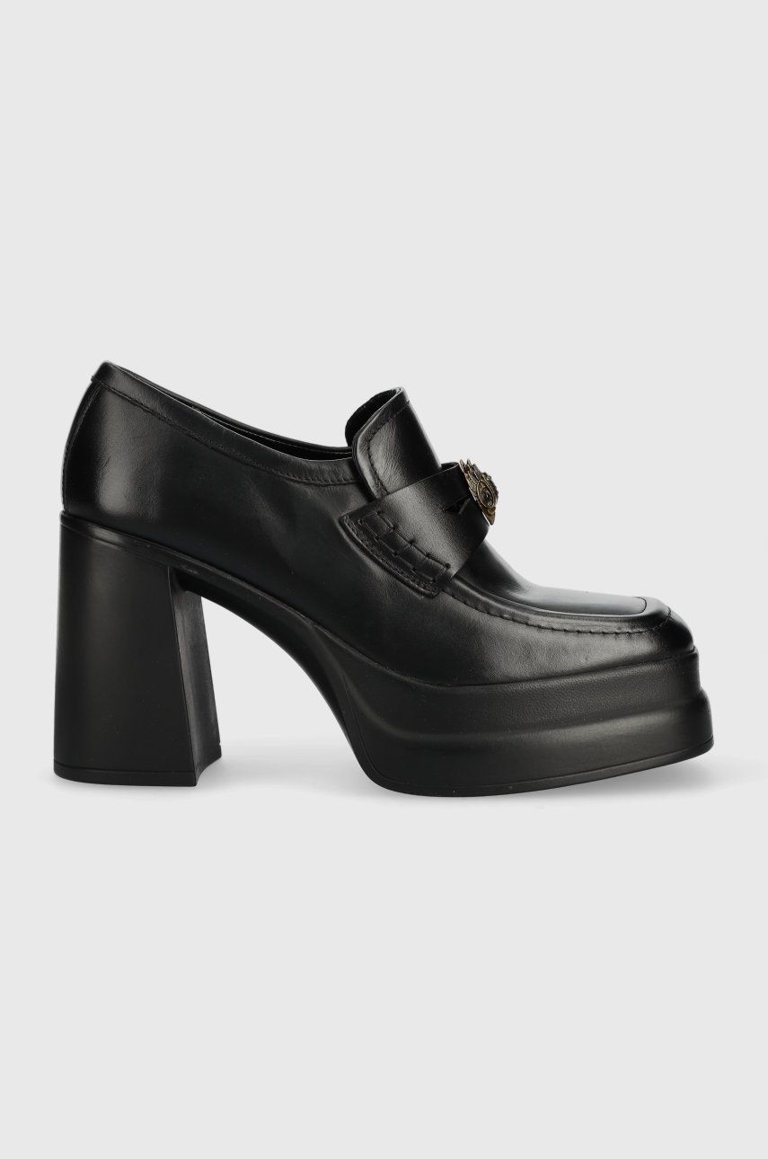 Kurt Geiger London pantofi de piele Stomp Heeled Loafer femei, culoarea negru, cu toc drept answear.ro imagine promotii 2022
