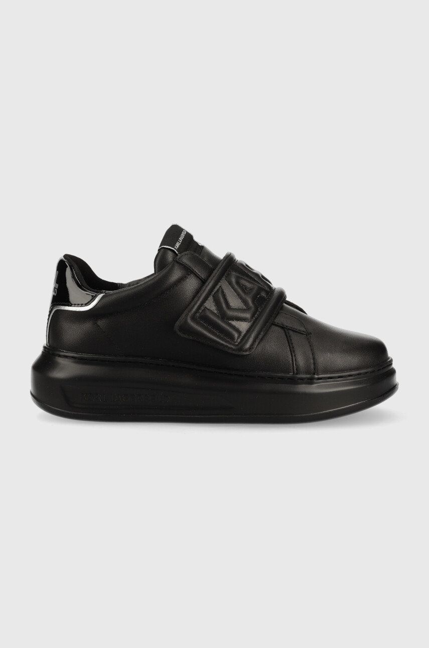Levně Kožené sneakers boty Karl Lagerfeld Kapri černá barva