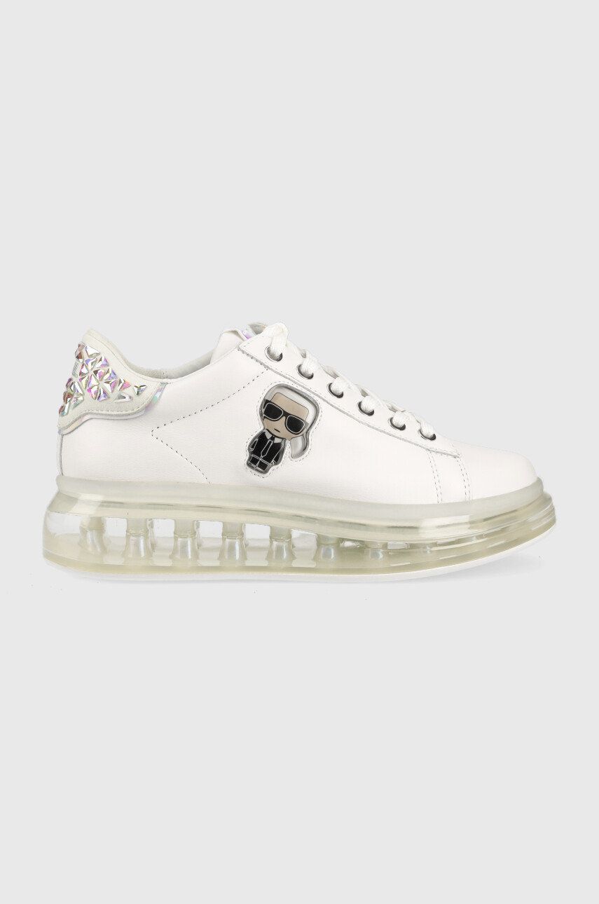 Kožené sneakers boty Karl Lagerfeld KAPRI KUSHION bílá barva, KL62633 - bílá -  Svršek: Přírodn